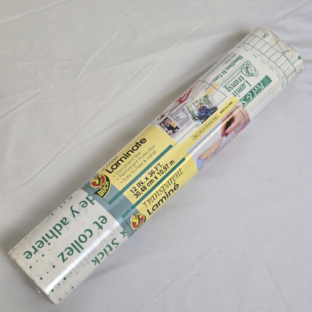 Duck Clear Laminate, 12 In x 36 Ft, Easy To‎ Peel & Install, Vtg 2002 New Sealed